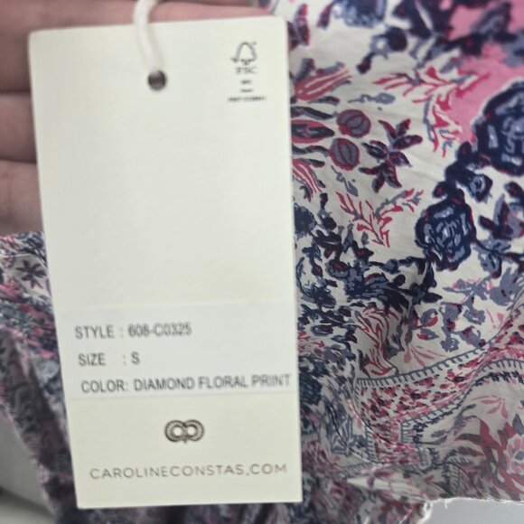 Caroline Constas White Diamond Floral Bohemian Tired Maxi Dress Small FLAW - Picture 13 of 16